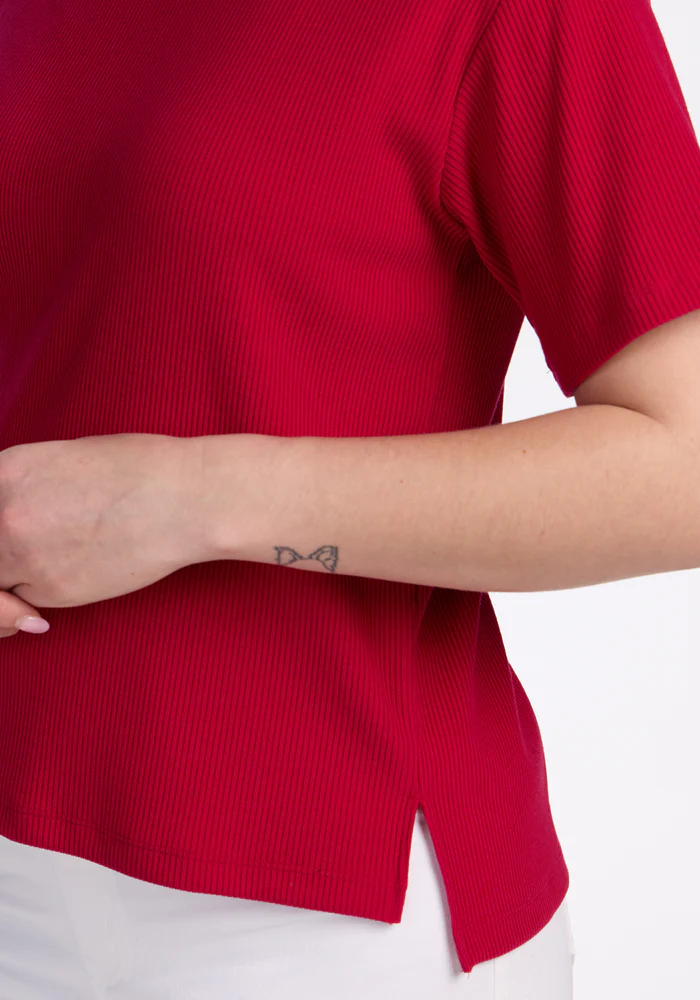 Delia Ribbed Short Sleeve - Poppy Spark - Image 3