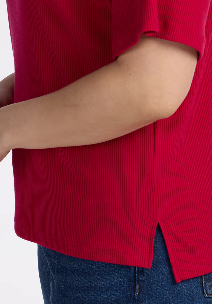 Delia Ribbed Short Sleeve - Poppy Spark - Image 7