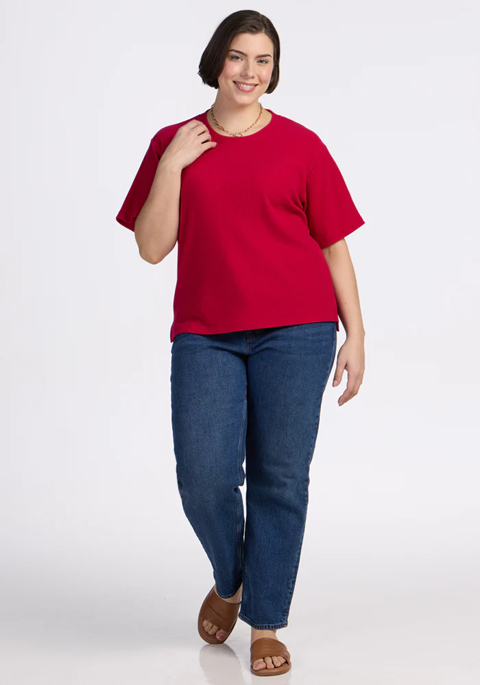 Delia Ribbed Short Sleeve - Poppy Spark - Image 9